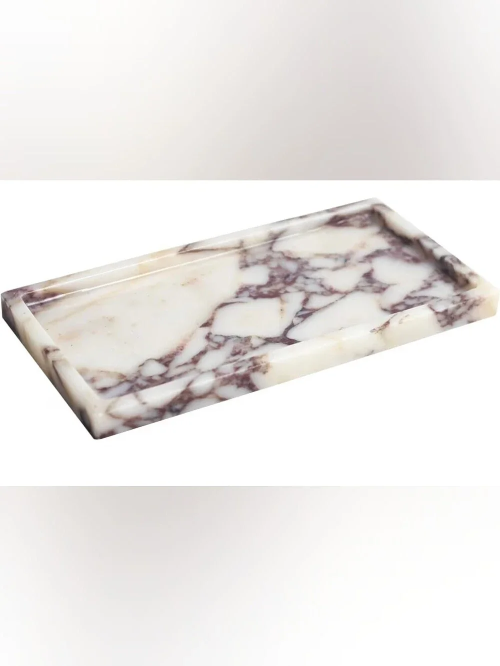 Marble-Pattern Soap Dish Tray - White and Brown
